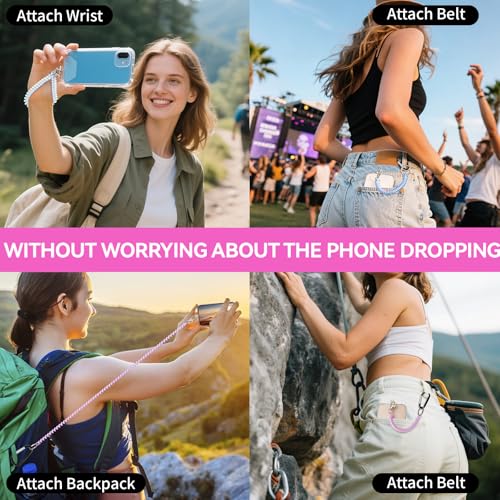 Doormoon Phone Tether Anti Theft, Phone Lanyard With Heavy Duty Carabiner - color: Pearlwhite and Pearlpurple - 2 Pack