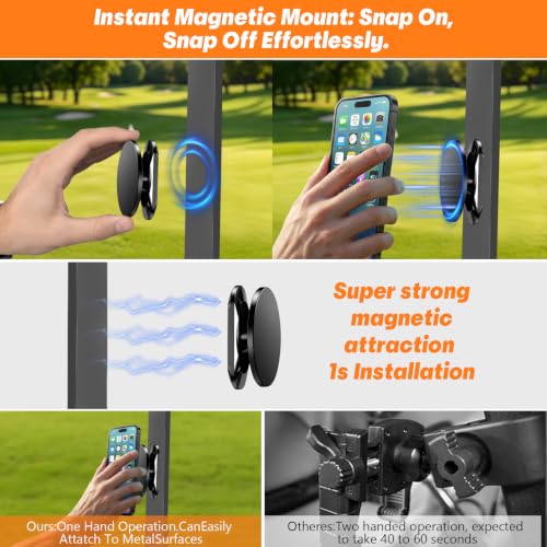 Strong Magnetic Golf Cart Phone Holder, 360° Rotatable Phone Mount, Compatible with MagSafe iPhone 17/16/15/14/13 Pro/Max/Plus, Must-Have Golf Accessories for Golfers Men