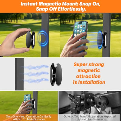 Strong Magnetic Golf Cart Phone Holder, 360° Rotatable Phone Mount, Compatible with MagSafe iPhone 17/16/15/14/13 Pro/Max/Plus, Must-Have Golf Accessories for Golfers Men