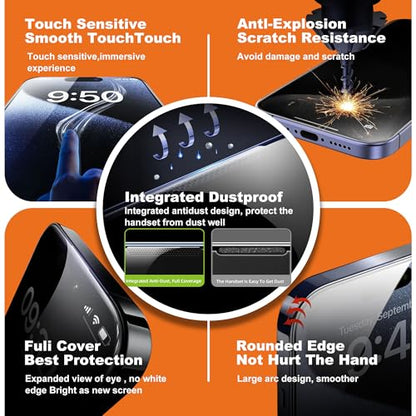 2-Pack Matte Privacy Screen Protector for iPhone 15 Pro - size: iPhone 15 Pro