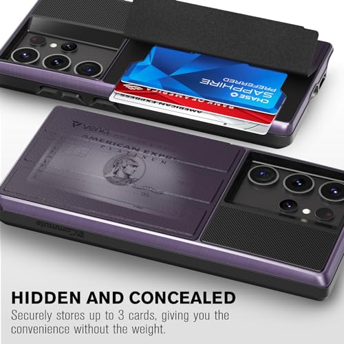 VENA vCommute for Samsung Galaxy S24 Ultra Wallet Case, Purple | Military-Grade Drop Protection, Premium Leather Magnetic Flap Cover, Hidden Card Holder, RFID Blocking, Multi-Angle Kickstand - color: Purple, size: S24 Ultra