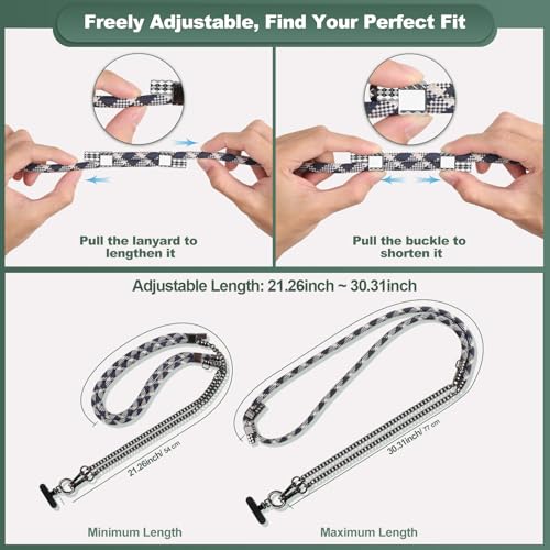 YFWE Phone Lanyard Crossbody, Adjustable Cell Phone Lanyard Neck Strap for All Phones, Universal Skin Friendly Phone Strap Crossbody for Women and Men - color: Dkblue+white