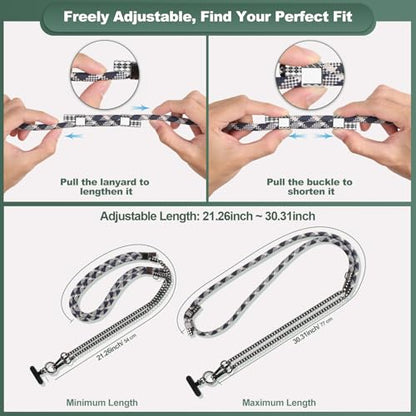 YFWE Phone Lanyard Crossbody, Adjustable Cell Phone Lanyard Neck Strap for All Phones, Universal Skin Friendly Phone Strap Crossbody for Women and Men - color: Dkblue+white