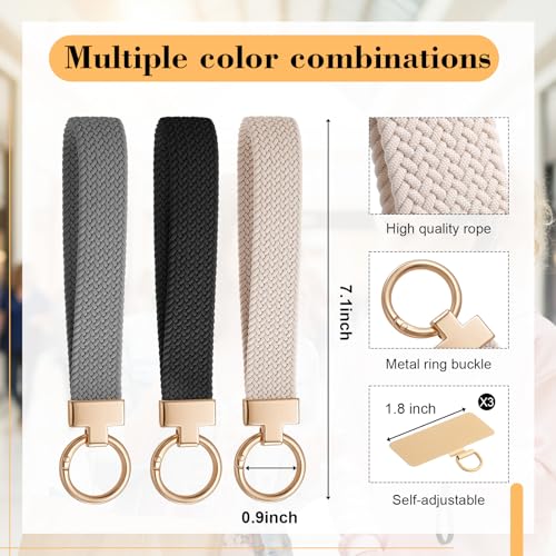 Bememo 3 Pcs Phone Wrist Strap - color: Black, White, Gray