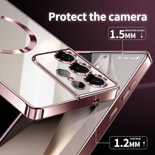 Hurgoer for Samsung Galaxy S21 Ultra Case.Soft TPU Electroplated Frame Cover with Clear Back.Drop Tested Protective Full Body Case.Thin Light Slim【Not Magsafe】 (Rose Gold, S21 Ultra) - color: Rose Gold, size: S21 Ultra