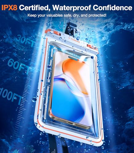 TORRAS IPX8 Waterproof Phone Pouch Floating, Underwater Touch Screen, White | Waterproof Phone Case with Lanyard, Universal Dry Bag, Fits iPhone & Samsung, Snorkeling, Beach, Cruise, Travel, 7.0 Inch - color: 1 Pack-White