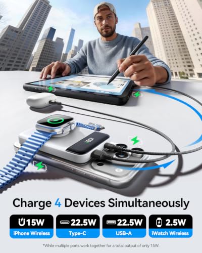 for Magsafe Portable Charger, 10000mAh USB-C 22.5W Power Bank, Pearl White - color: Pearl White