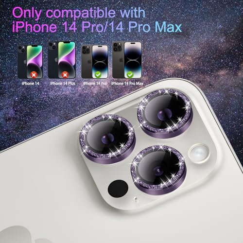 Camera Protector for iPhone 14 Pro/14 Pro Max, Glitter Deep Purple - color: Glitter Deep Purple