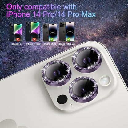Camera Protector for iPhone 14 Pro/14 Pro Max, Glitter Deep Purple - color: Glitter Deep Purple