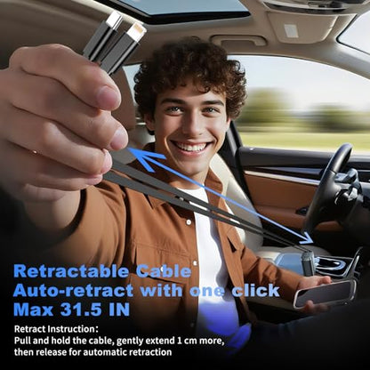 84W Retractable Car Charger, 4-in-1 Car Charger USB C Fast Charge Adapter - size: 1 Pack