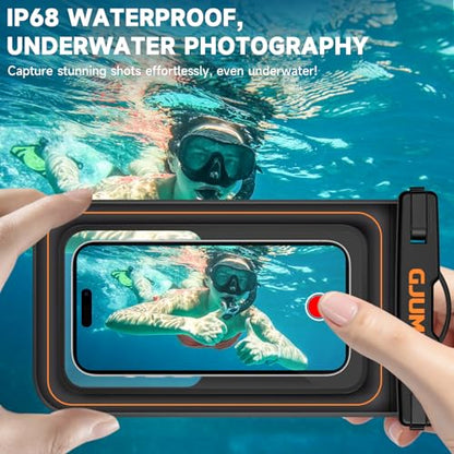 Waterproof Phone Pouch Floating, 2 Pack IP68 Dry Bag Cell Phone Case | Waterproof Phone Case with iPhone 17 16 15 14 Pro Max, Snorkeling Beach Swimming Cruise Travel Essentials, Lanyard Included - color: Orange*2