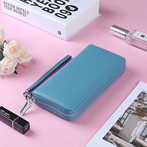 Small Compact Women Wallet RFID Blocking Genuine Leather Bifold Purse with ID Windows - color: 1- Pebbled Light Green, size: One Size