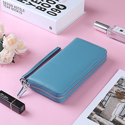 Small Compact Women Wallet RFID Blocking Genuine Leather Bifold Purse with ID Windows - color: 1- Pebbled Light Green, size: One Size