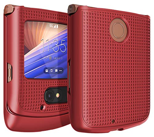 Grid Series for Motorola RAZR 5G (2020) Flip Phone Case - Bold Red | Slim Hard Shell Cover, Satisfying Texture, Matte, For Moto XT2071 - color: Red