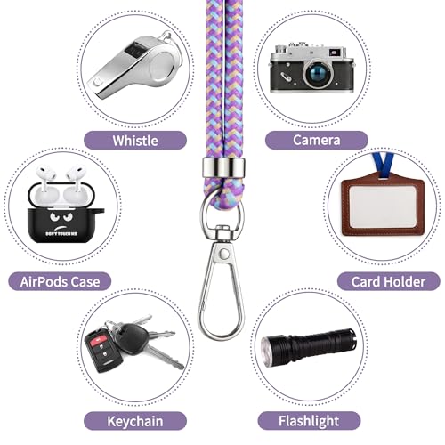 CACOE Phone Lanyard, Purple Blue, 2 Pcs - color: Purple Blue, size: 30"（Neck Strap×1）+8"（Wrist Strap×1）