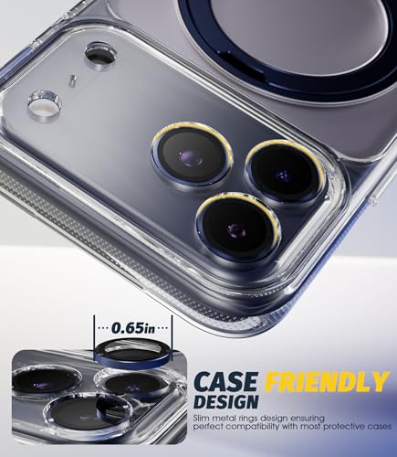 (3 Sets) Orzero Camera Lens Protector Compatible for iPhone 17 Pro&17 Pro Max&16 Pro&16 Pro Max&15 Pro&15 Pro Max&14 Pro&14 Pro Max, [EZ Install] [Case-Friendly] 9H Tempered Glass CD Pattern Lens Cover, Military-Grade Shockproof, HD Clarity Anti-Glare - B