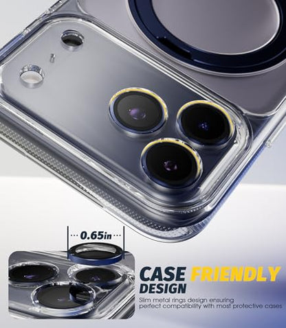 (3 Sets) Orzero Camera Lens Protector Compatible for iPhone 17 Pro&17 Pro Max&16 Pro&16 Pro Max&15 Pro&15 Pro Max&14 Pro&14 Pro Max, [EZ Install] [Case-Friendly] 9H Tempered Glass CD Pattern Lens Cover, Military-Grade Shockproof, HD Clarity Anti-Glare - B