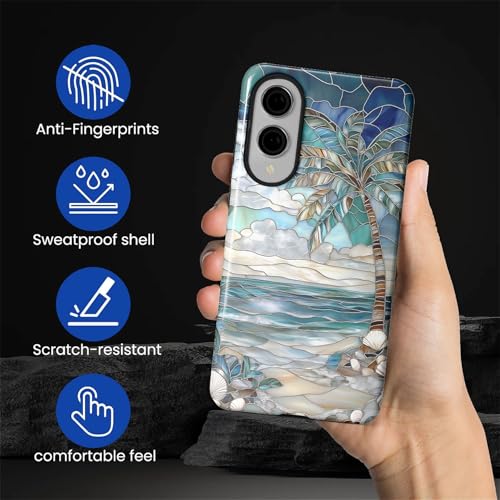 Case for Samsung Galaxy S25 Edge,Anti-Scratch Full-Body Cover Shockproof Slim Design Case,PC Hard Shell & Silicone Inner Bumper -Beach Palm Tree - color: Beach Palm Tree, size: Galaxy S25 Edge