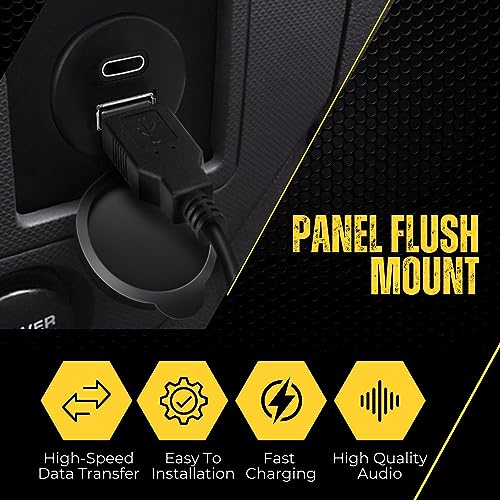TNP Dual USB 3.0 Flush Panel Mount Extension Cable for Car Dash, 6 ft - size: 2 Ports USB-A + C (3 Feet)