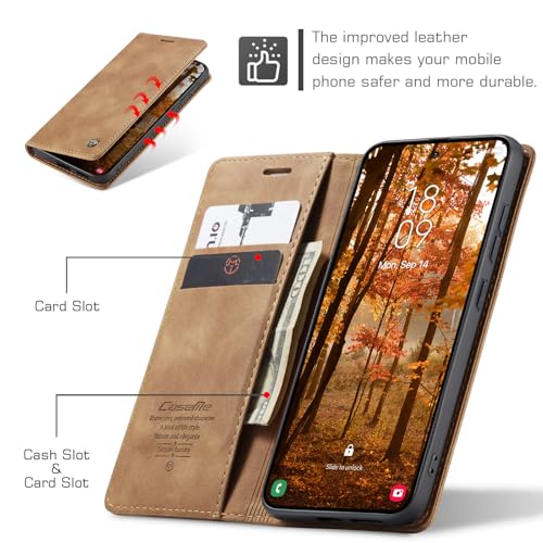 Compatible with Samsung Galaxy S26 Plus Case with Card Holder, Kickstand Protective Flip Folio Leather Wallet Case for Galaxy S26+ Plus 5G 6.7 inch (Brown) - color: Brown, size: S26 Plus 6.7 Inch