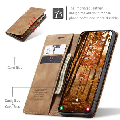 Compatible with Samsung Galaxy S26 Plus Case with Card Holder, Kickstand Protective Flip Folio Leather Wallet Case for Galaxy S26+ Plus 5G 6.7 inch (Brown) - color: Brown, size: S26 Plus 6.7 Inch