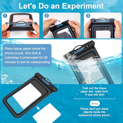 Waterproof Phone Pouch Floating, 2 Pack IP68 Dry Bag Cell Phone Case | Waterproof Phone Case with iPhone 17 16 15 14 Pro Max, Snorkeling Beach Swimming Cruise Travel Essentials, Lanyard Included - color: Blue*2