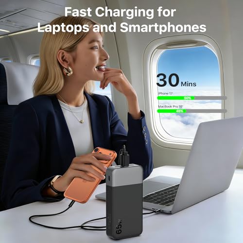 NOBIS Portable Charger 20000mAh 65W Power Bank Fast Charging - color: Black