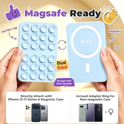 Magnetic Suction Cup Phone Mount for iPhone 12-17 Series, Light Blue - color: Light Blue
