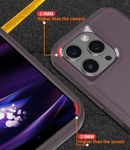 Diverbox for iPhone 15 Pro Case [Shockproof] [Dropproof] [Tempered Glass Screen Protector ],Heavy Duty Protection Phone Case Cover for Apple iPhone 15 Pro 6.1 inch (Brown) - color: Brown