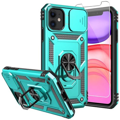 for iPhone 11 Case,with Screen Protectors and Camera Cover,[Military Grade] 16ft.Drop Tested Cover with Magnetic Kickstand Protective Case for iPhone 11 6.1 inch, Mint - color: Mint