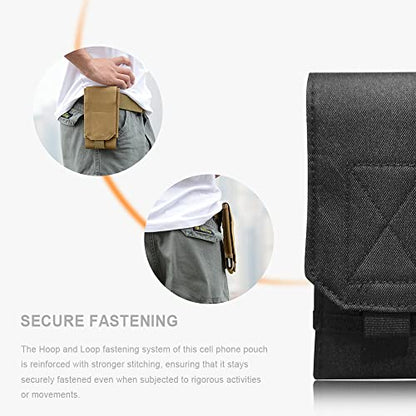 Tactical Molle Phone Case Bag Cover Loop Belt Holster Pouch Compatible with iPhone 14 Plus/14 Pro Max/14 Pro/13 Pro Max/13 Pro/13/12 Pro Max/11 Pro Max/Xs Max (Black)