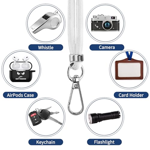 CACOE Phone Lanyard, White, 2 Pcs - color: White, size: 30"（Neck Strap×1）+8"（Wrist Strap×1）