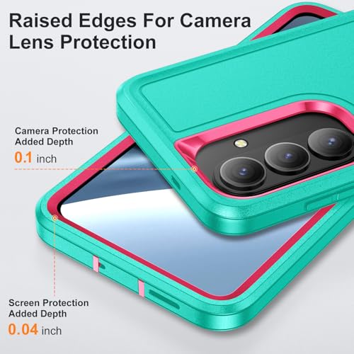 for Samsung Galaxy S26 Plus Case with Kickstand Case 3-Layer Military Grade Protective Case Cover Silicone Heavy Duty Rugged Shockproof for Galaxy S26+ Plus Phone Case (Cyan+Rose Red) - color: Cyan+Rose Red