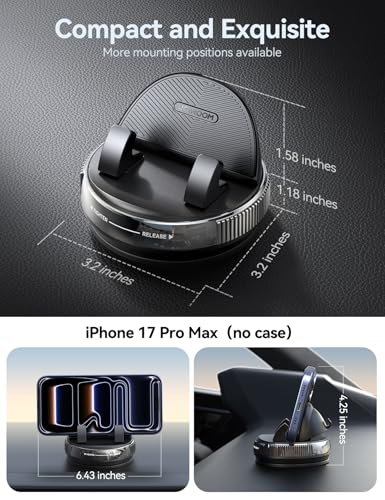 JOYROOM Car Phone Mount, [360° Rotation+Thick Case Friendly] Cell Phone Car Holder with Adjustable Spring Clip, Anti-Slip Silicone Universal Dashboard phone holder for Car for iPhone, Smartphones, GPS - color: Blue