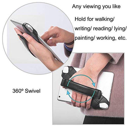 joylink Universal Tablet Hand Strap Holder, 360 Degrees Swivel Leather Handle Grip with Elastic Belt, Secure & Portable for 7.9" -8.4" Tablets (Samsung Asus Acer Google iPad mini), Black - color: Black