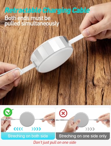 Retractable Apple Watch Charger - 100W 4 in 1 Retractable Charging Cable with USB-C, Lightning, Micro USB & Apple Watch Charger for iWatch/iPhone 17/16/15/14/13/12/Android/iPad/Tablet/Laptop, White