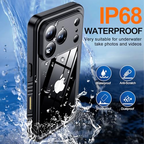 MOZOTER for iPhone 17 Pro Max Case Waterproof,[IPX8 Underwater Case][Full Body Shockproof & Military Dropproof] Clear Sound Quality Built-in Screen Protector for iPhone 17 Pro Max 6.9 inch-Black - size: For iPhone 17 Pro Max-6.9"