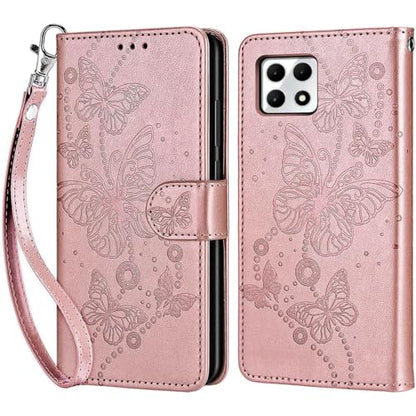 for T-Mobile Revvl 7 5G Wallet case, Rose Gold-Butterfly | 3 Card Holders, Kickstand, Shockproof TPU Shell, PU Leather, Magnetic Closure, Protective Flip Folio Cover, Women - color: 6