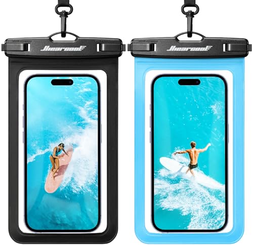 Hiearcool Waterproof Phone Pouch, Waterproof Phone Case, Black&Blue 2-Pack - color: Black & Blue