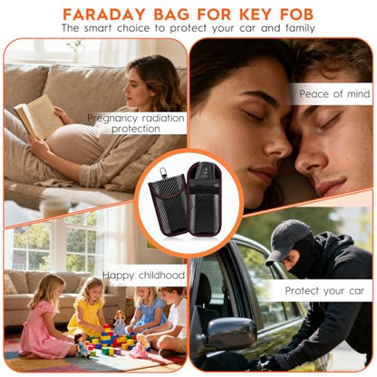 Faraday Pouch for Key Fob, Signal Blocking Faraday Bag, 2 Pack | Dual-layer shielding blocks key fob signals to prevent relay theft. Protects most keyless entry car fobs at home or on the go - size: Medium Size (3.66 x 5.9 inches)