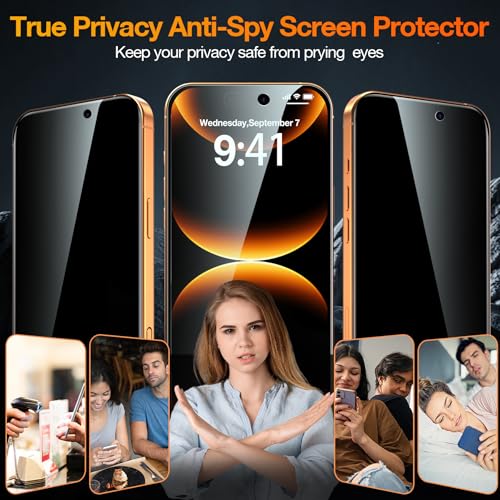 YMHML 3 Pack for iPhone 17 Pro Max Privacy Screen Protector Tempered Glass + 1 Set Camera Lens Protector, 25°Anti Spy, [Top 9H+ Military Grade Shatterproof] [Bubble Free, Auto-Dust Removal] - size: iPhone 17 Pro Max-6.9 Inch