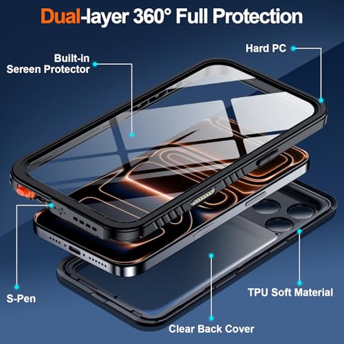 MOZOTER for iPhone 17 Pro Max Case Waterproof,[IPX8 Underwater Case][Full Body Shockproof & Military Dropproof] Clear Sound Quality Built-in Screen Protector for iPhone 17 Pro Max 6.9 inch-Black - size: For iPhone 17 Pro Max-6.9"