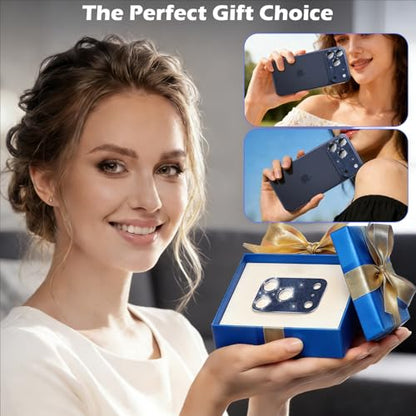 imluckies Compatible with iPhone 17 Pro Camera Lens Protector Bling, Ultra HD Tempered Glass Shiny Diamond Camera Plate Sparkle Screen Protection, 9H Anti-Scratch & Easy Install, Glitter Blue - size: 17pro 6.3" Glitter Blue
