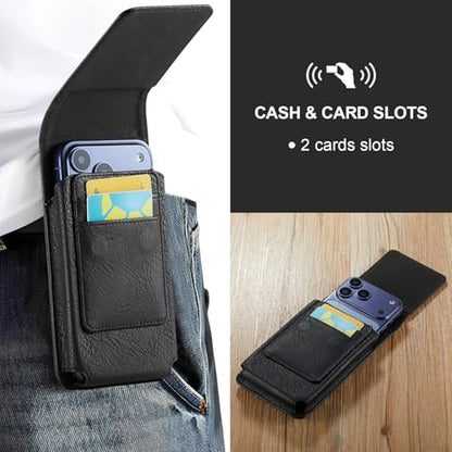 Holster for iPhone 17 Pro Max, Galaxy S26 Ultra S25 Ultra S24 Ultra S23 Ultra Note S22 Ultra, Premium Leather Pouch with Belt Clip Phone Holster Belt Case(Black, X-Large) - color: Black, size: X-Large