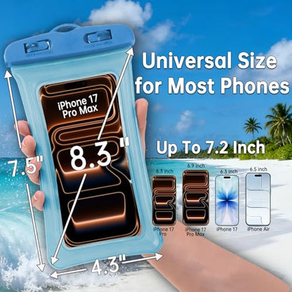 Waterproof Phone Pouch, 2 Pack, IPX8 Cellphone Dry Bag, 8.3" | Compatible with iPhone 17-13 Pro Max, Waterproof Phone Case for Beach Cruise Swimming Boating Travel Essentials, Green&White - color: Green + White