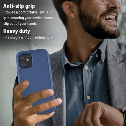 X-belmox Heavy Duty Case for iPhone 12/12 Pro and Screen Protector Sea/Blue | 3-Layers Military Grade Drop Protection Phone Case, Shockproof Rugged Case Cover for iPhone 12 Pro 6.1 Inch - color: Sea/Blue