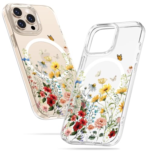 Cute Magnetic Case for iPhone 12 Pro Max - Clear Slim Phone Cases Compatible with MagSafe Retro Flower Pattern Unique Design for Women Girls Girly Soft TPU Protective Cover for Apple 12ProMax - color: Retro Flower, size: for iPhone 12 Pro Max