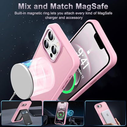 Newfuture Designed for iPhone 17e Case & iPhone 16e Case with Magnetic [13 FT Military Drop Protection] [Compatible with Magsafe] Translucent Shockproof with Anti-Fingerprint Phone Case, Chalk Pink | Military Drop Protection, Slim Matte Anti-Fingerprint,