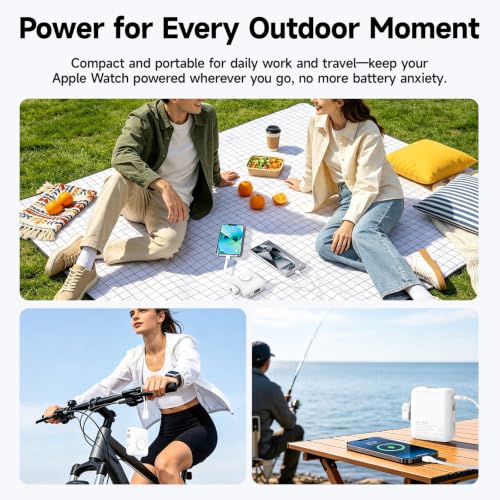 20000mAh Magnetic Power Bank for Apple Watch, 22.5W PD Fast Charging - color: White