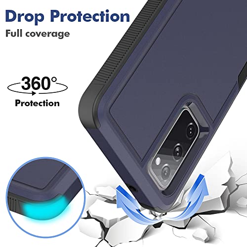 for Samsung Galaxy S20 FE 5G Case: Dual Layer Protective Heavy Duty Cell Phone Cover Shockproof Rugged with Screen Protector - Military Protection Bumper Tough - Samsung Galaxy S20 FE 5G, Blue - color: Navy Blue (PC) + Black (TPU)